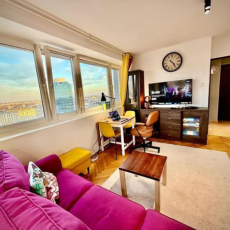 Super Apartment Yellow 2X Metro Fast Wifi 1 Gbs Netflix Panorama Miasta Warszawa Exteriör bild