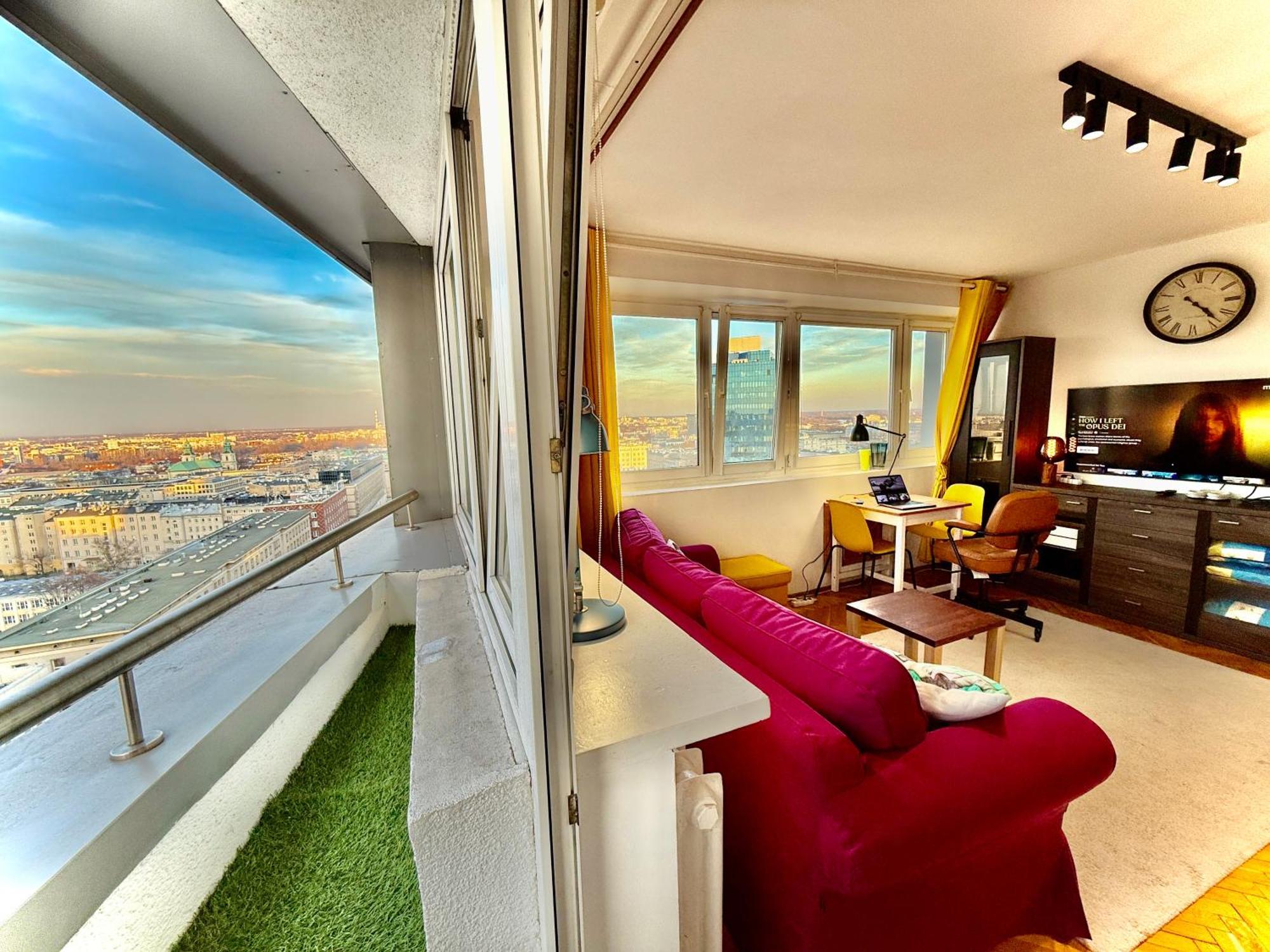 Super Apartment Yellow 2X Metro Fast Wifi 1 Gbs Netflix Panorama Miasta Warszawa Exteriör bild