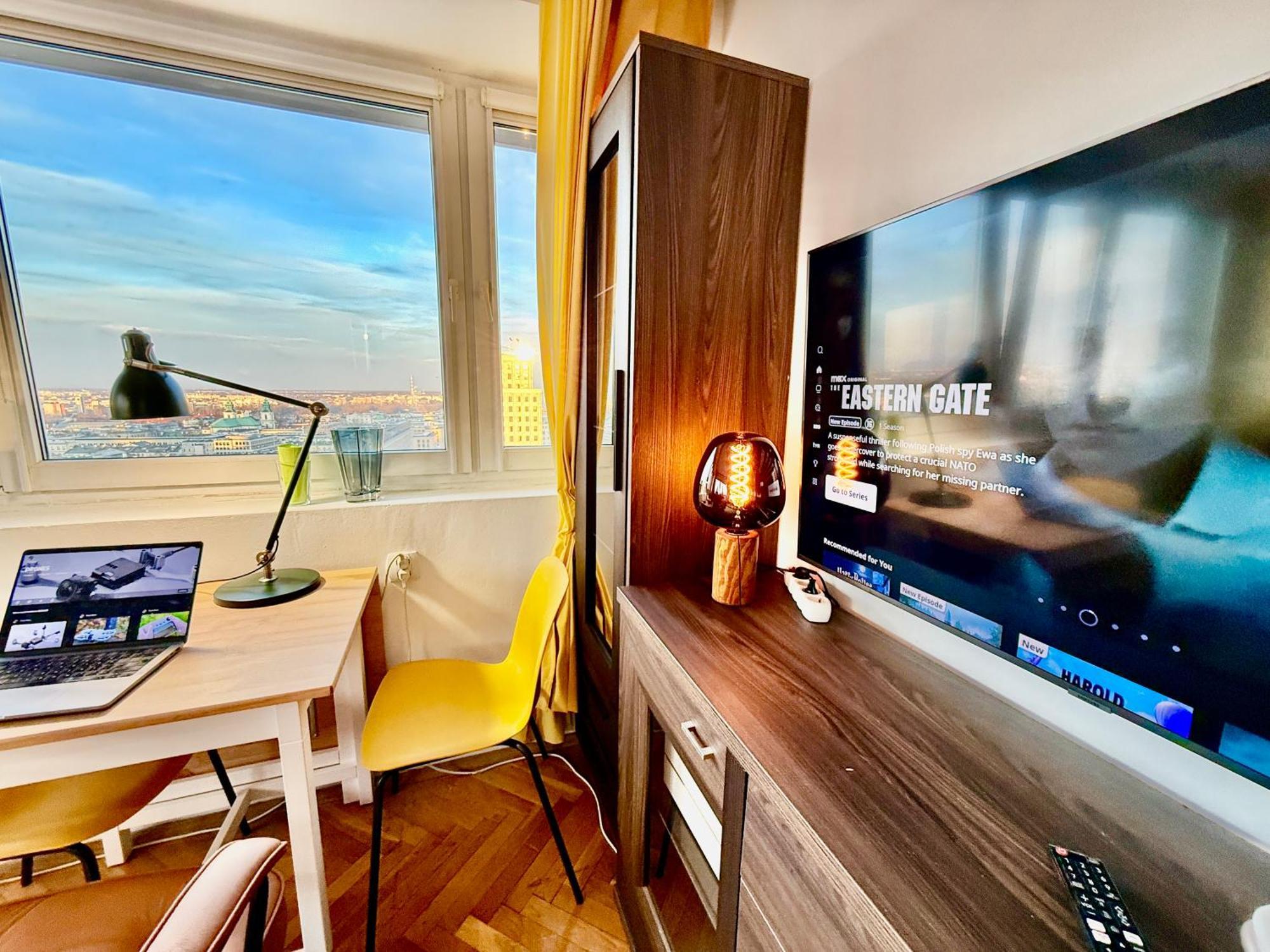 Super Apartment Yellow 2X Metro Fast Wifi 1 Gbs Netflix Panorama Miasta Warszawa Exteriör bild