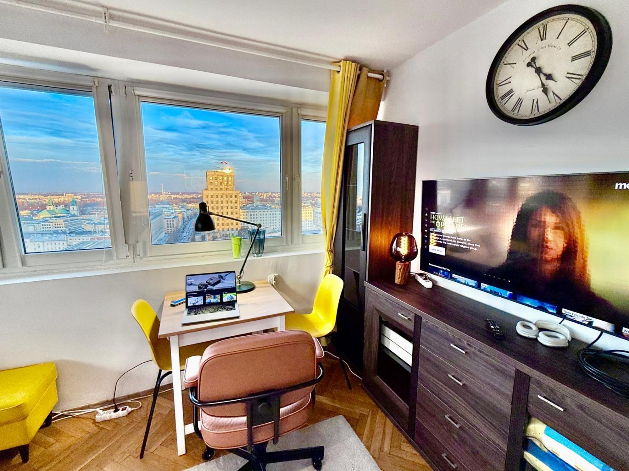 Super Apartment Yellow 2X Metro Fast Wifi 1 Gbs Netflix Panorama Miasta Warszawa Exteriör bild